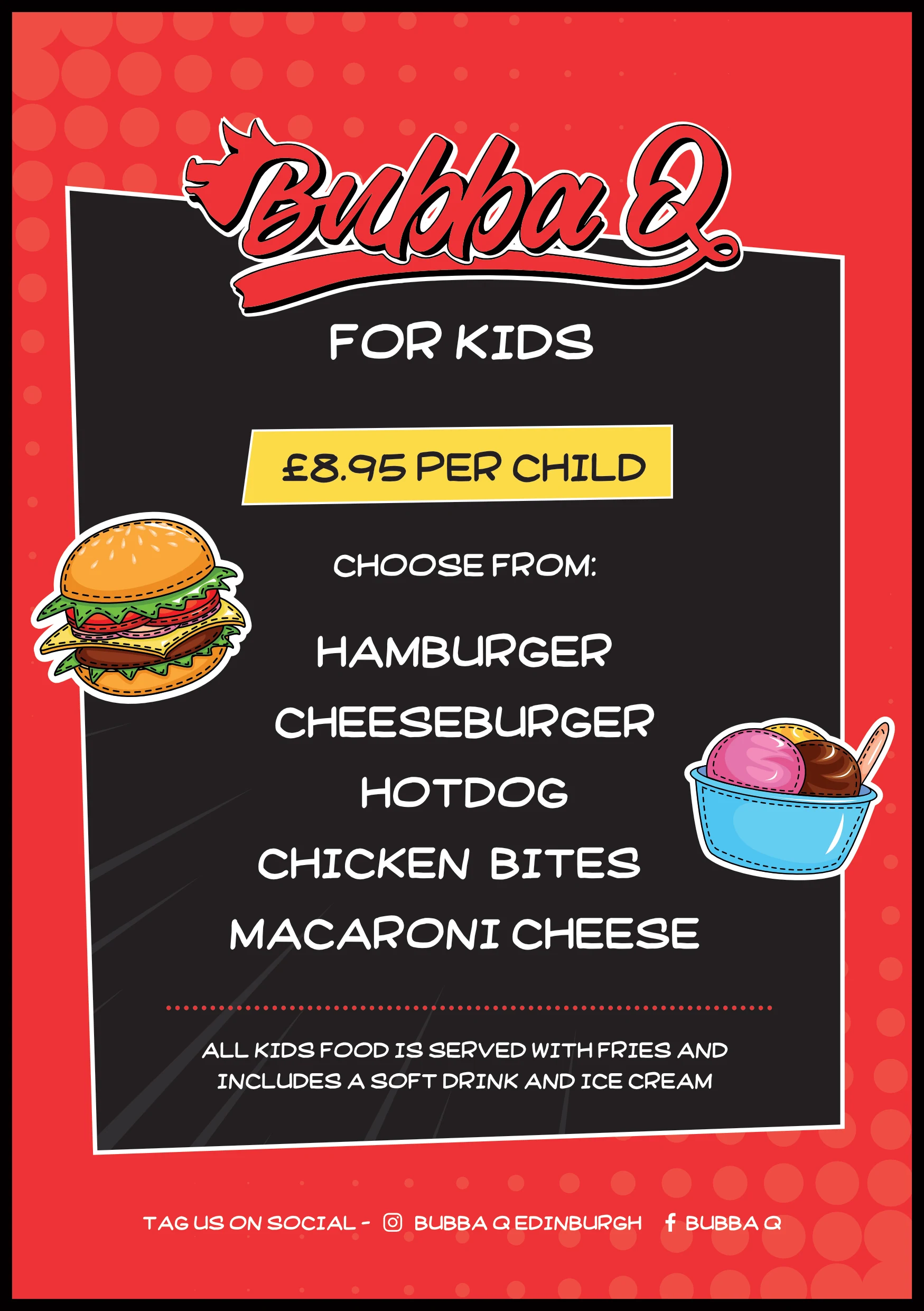Bubba Q kids menu