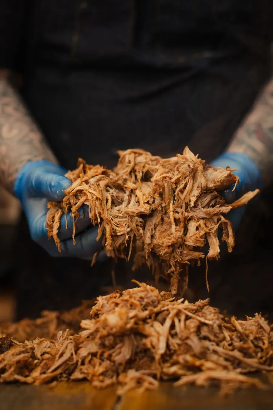 Freshly pulled smoked pork