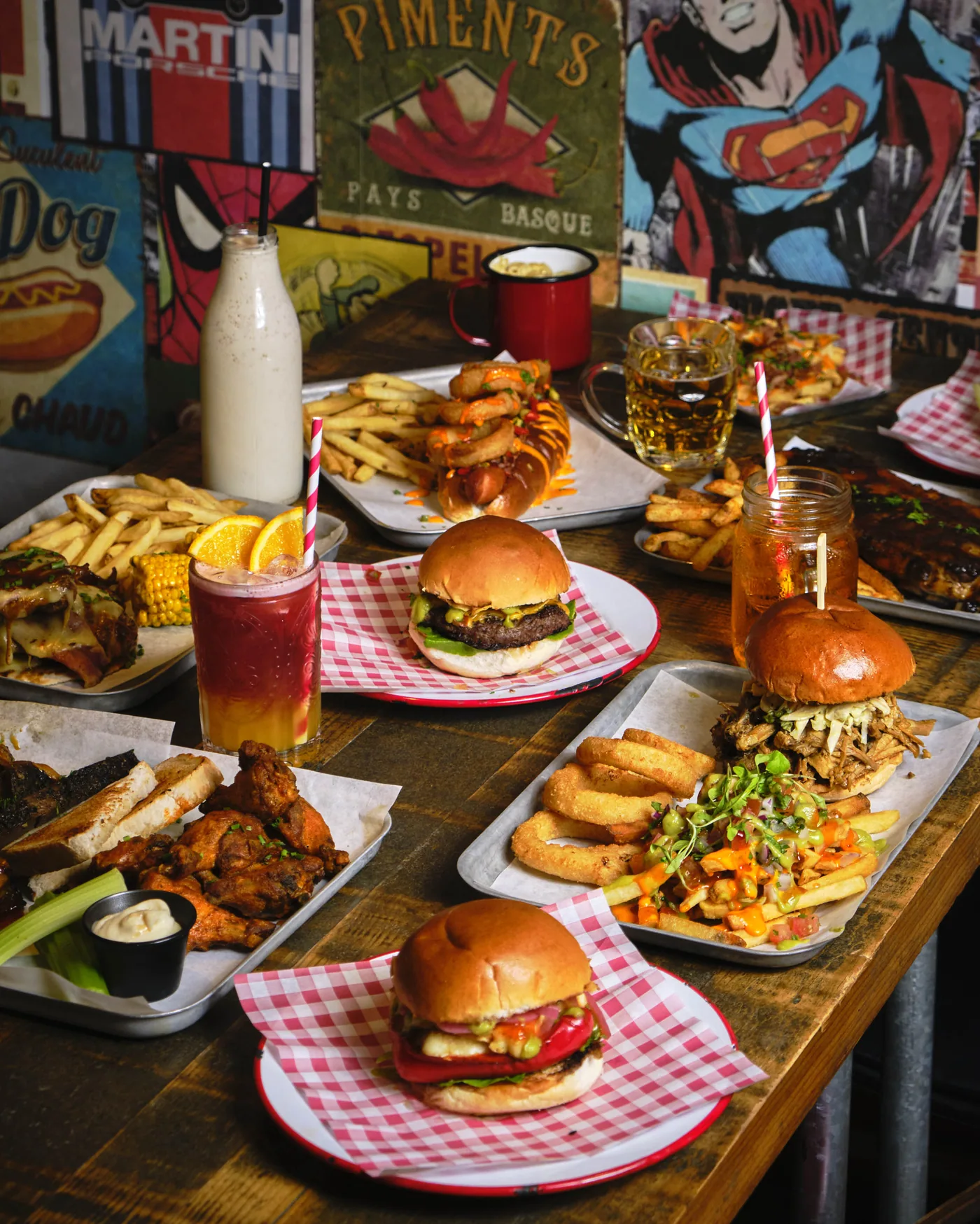 Rustic interior of Bubba Q smokehouse